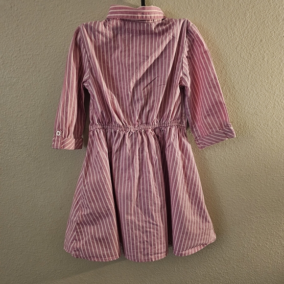 Pink A-Line Dress with 3/4 Sleeve and Pleats Preppy Casual - Picture 2 of 8